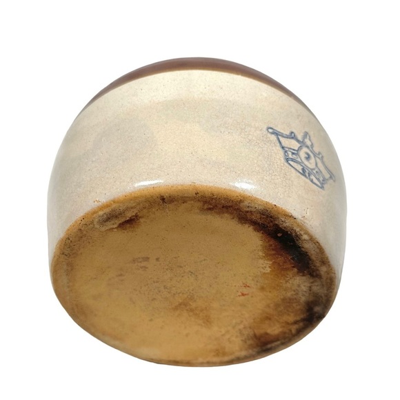 VINTAGE Robinson Ransbottom Crown 2-Toned Stoneware Bean Pot with Handle - Picture 7 of 8